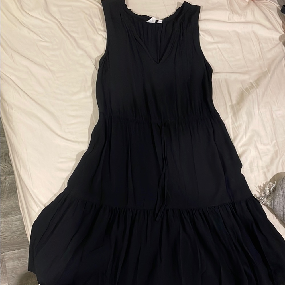 GAP Black Ruffled Tiered Midi Sundress